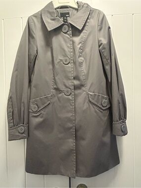 H&M Women's Light Gray Single-Breasted Trench Coat